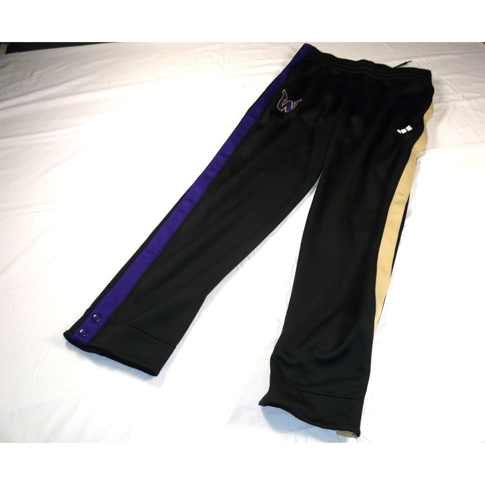 UW Washington Huskies Game Worn Team Issue Black Adidas Tearaway Pants Men's XL